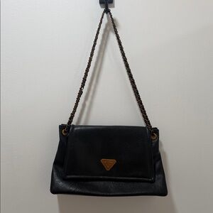 Black Leather Chain Shoulder Bag